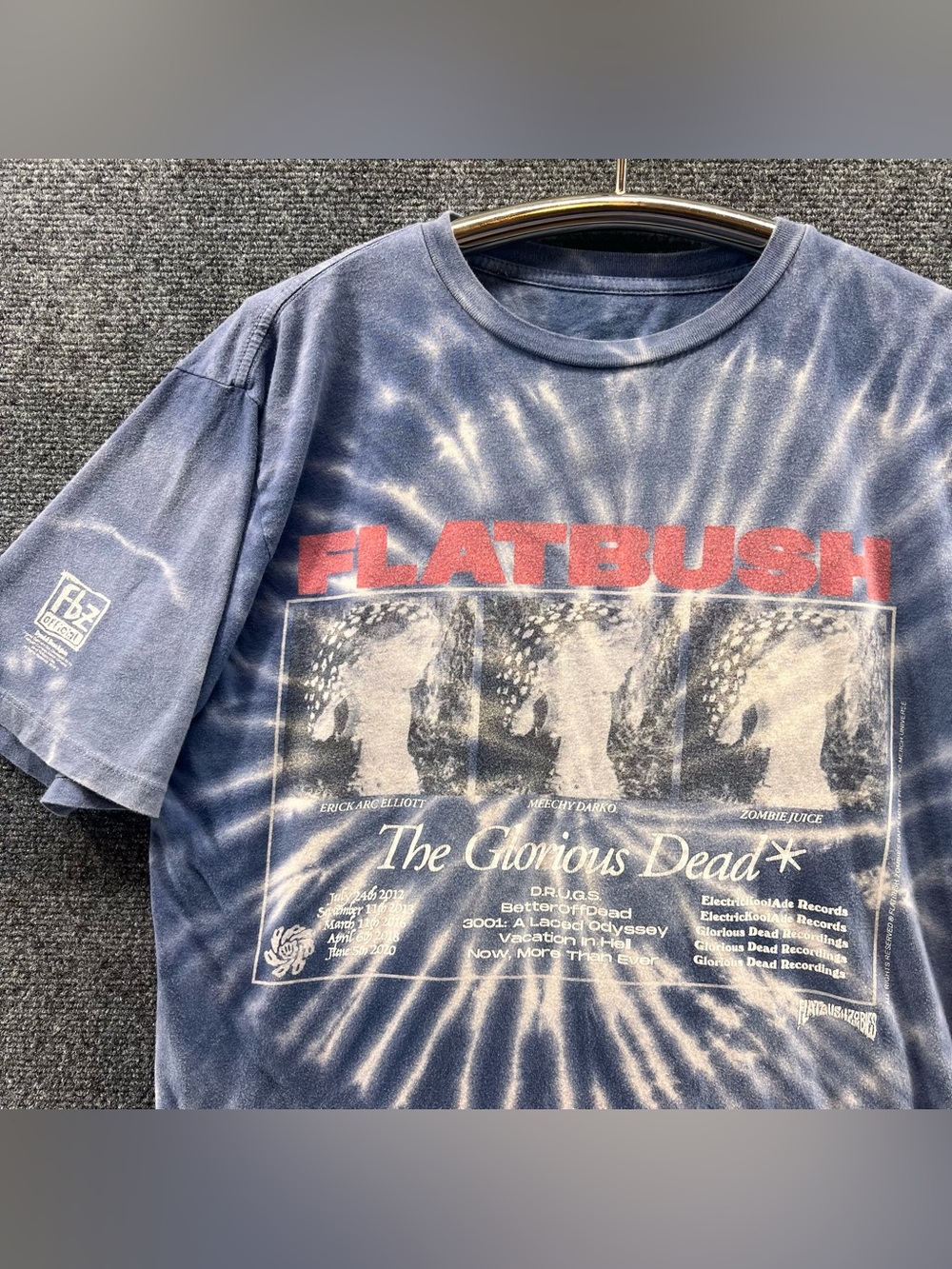 Flatbush Zombies Flatbush Discography 2.0 Shirt FBZ Sz M Blue Tie Dye Faded RARE
